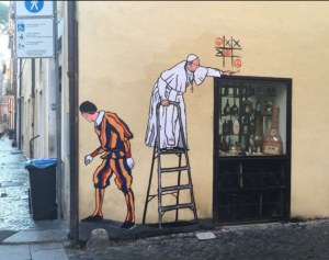 Street-Art "Papa gioca a tris", Rom, (???)