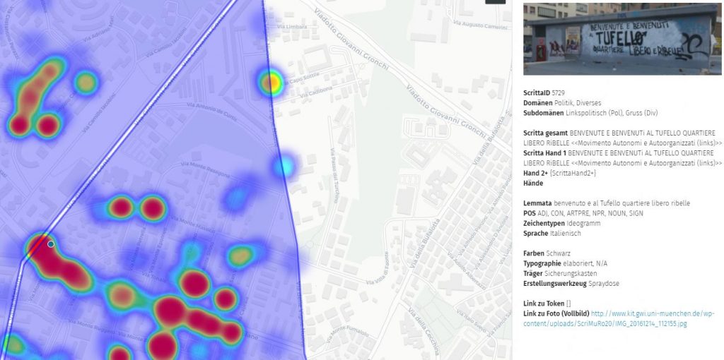 Begrüßungstext an einem der Hauptzugänge zum Stadtviertel Tufello. Man beachte auch den extra dafür präparierten Hintergrund der Scritta.